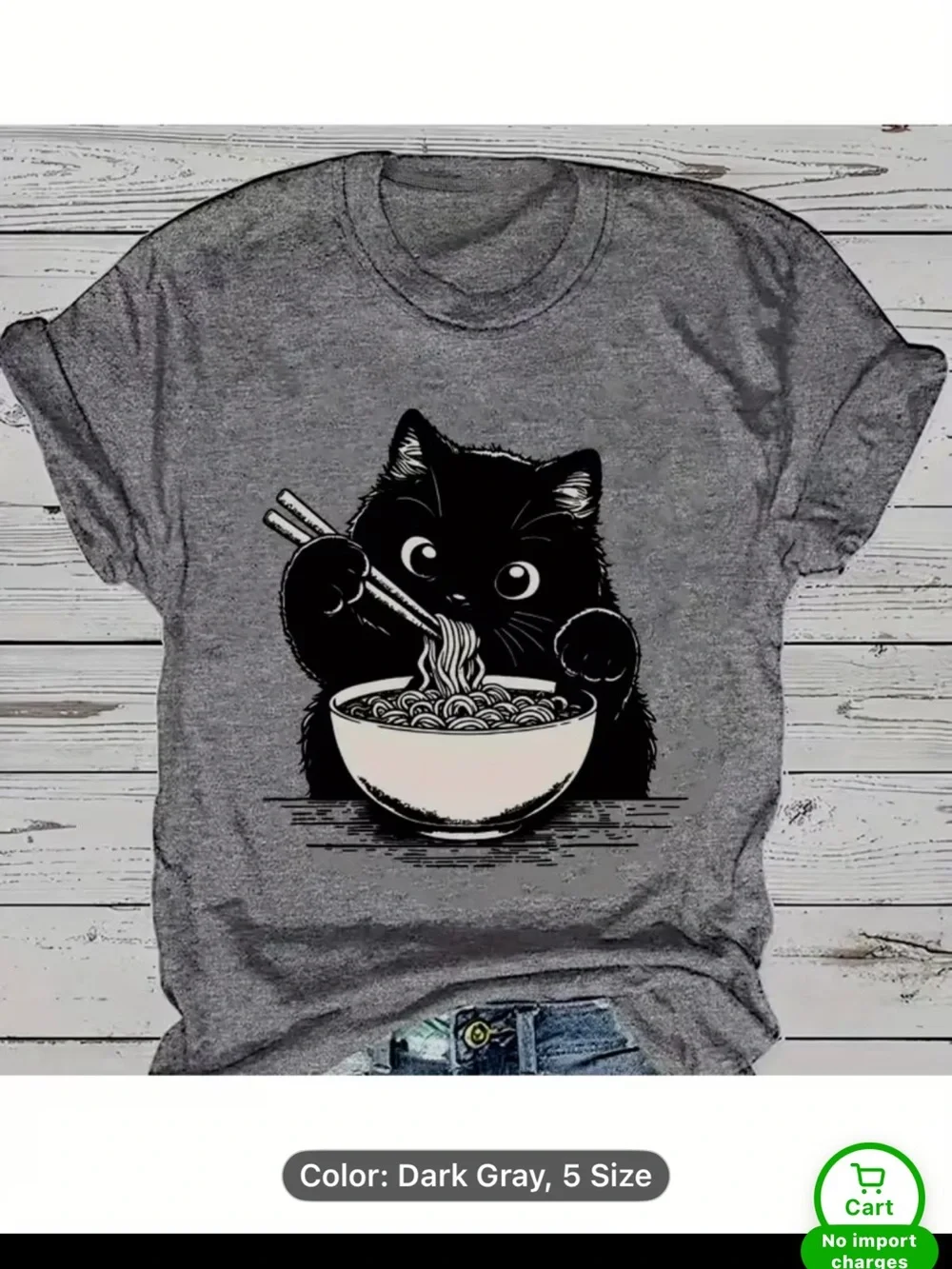RAMAN TEE~ Black Kitty eating Raman with chopsticks 🍜